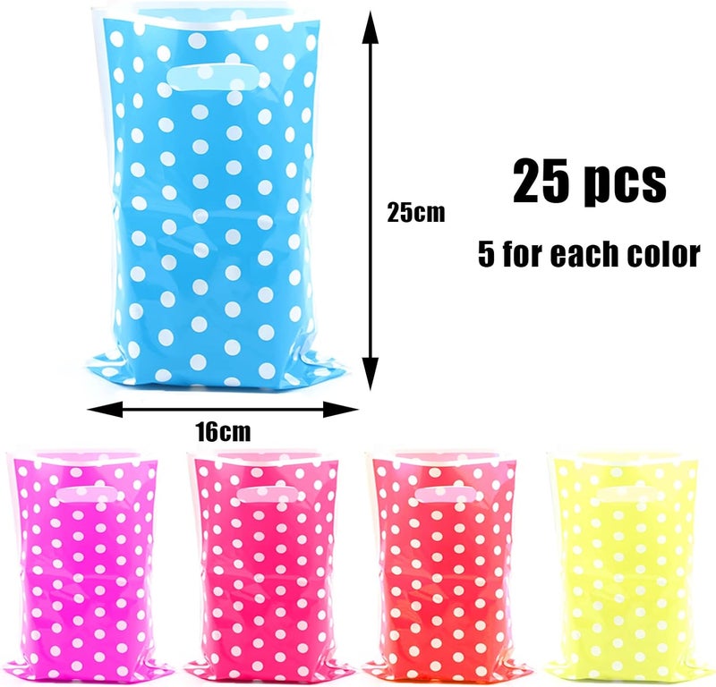 saizone 25 Pcs Kids Party Favors - Birthday Candy Bags, Polka Dot Pattern (5 Colors) - Image 2